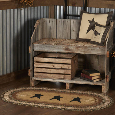 Kettle Grove Jute Braided Rug Oval Stencil Stars 27